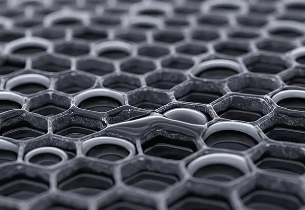 Honeycomb core used in composite panel manufacturing, prepared for curing and post-curing in industrial ovens