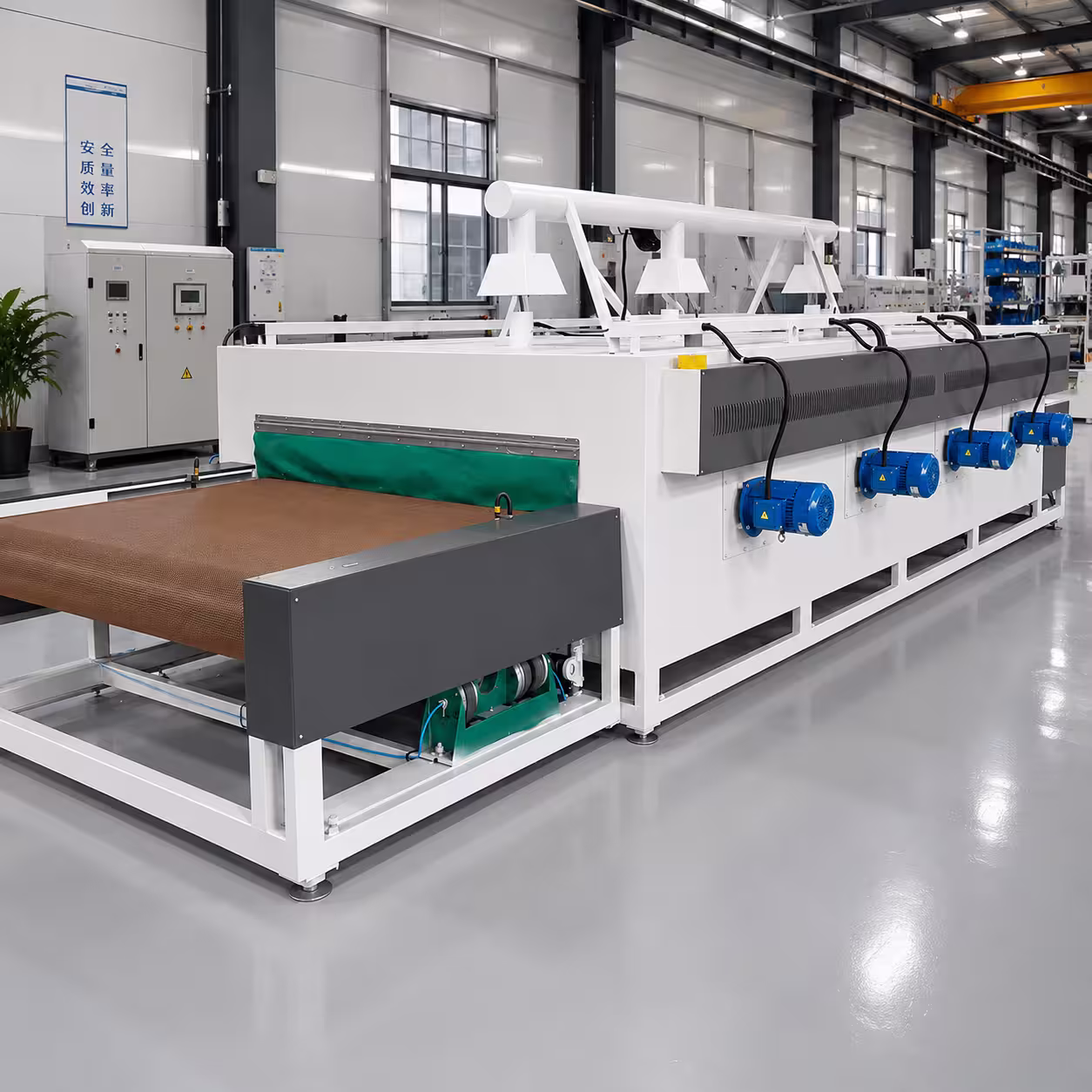 Continuous conveyor oven for printing and textile drying processes