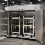 Trolley type curing oven with dual-door design — customizable load racks for large parts