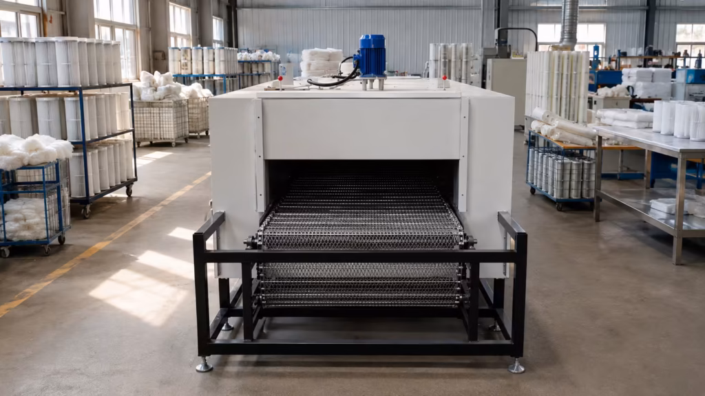 Industrial belt conveyor oven with forced air circulation