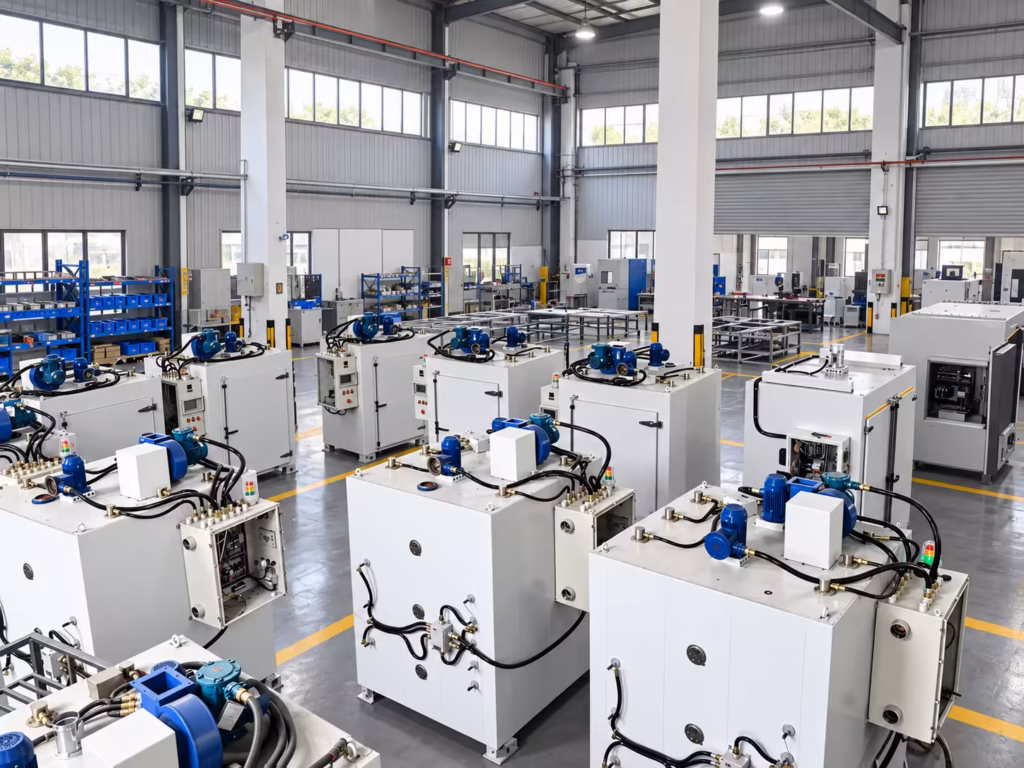 Explosion-proof drying ovens in an industrial manufacturing workshop