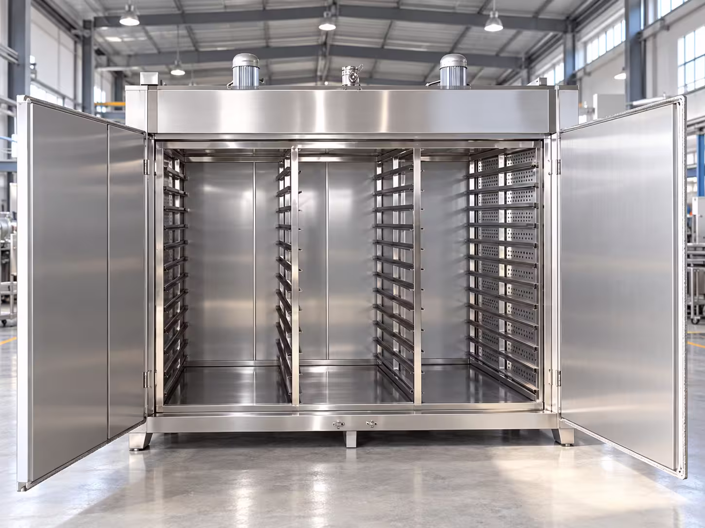 Stainless steel powder drying oven interior